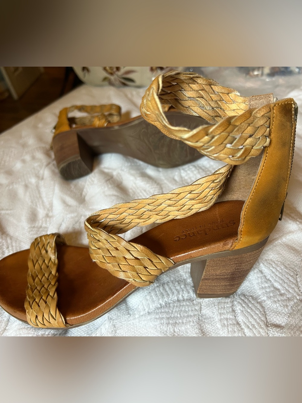 Sundance ❤️ Italian Leather Braided Ankle-Strap Heeled Sandals size EU 42, US 11 - Picture 5 of 12